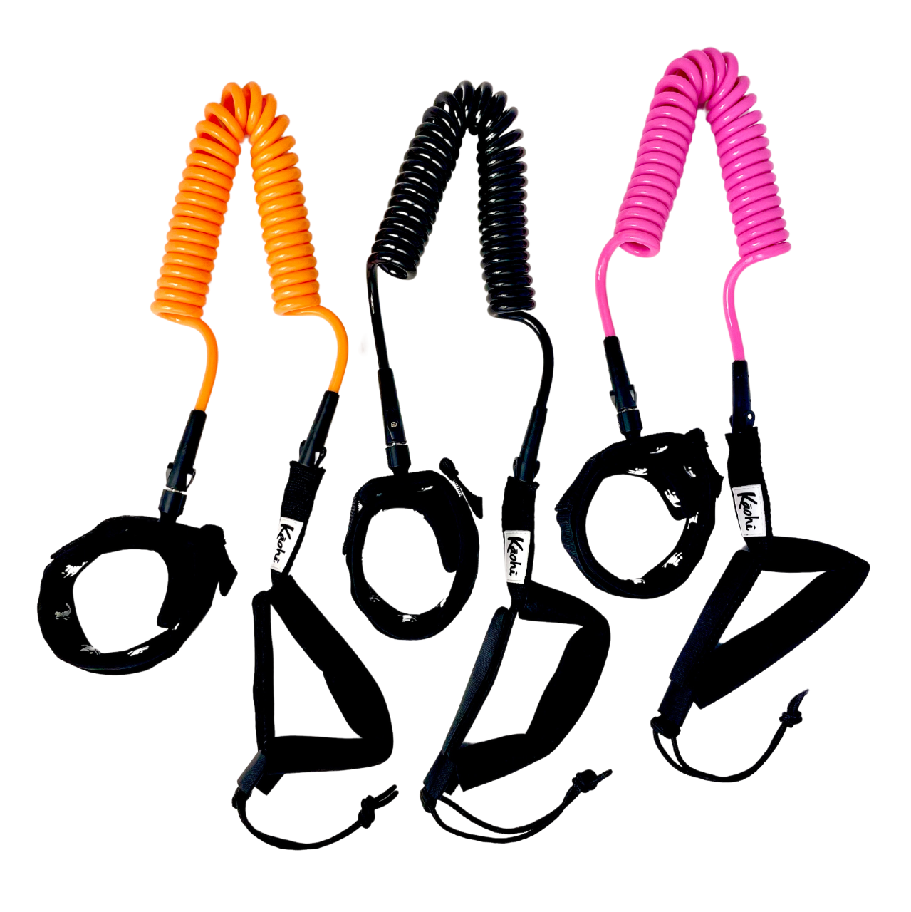 coil surfing leash for SUP Foil board Surfboard with GRIP rail saver handle ankle cuff calf cuff Orange Black Pink racing