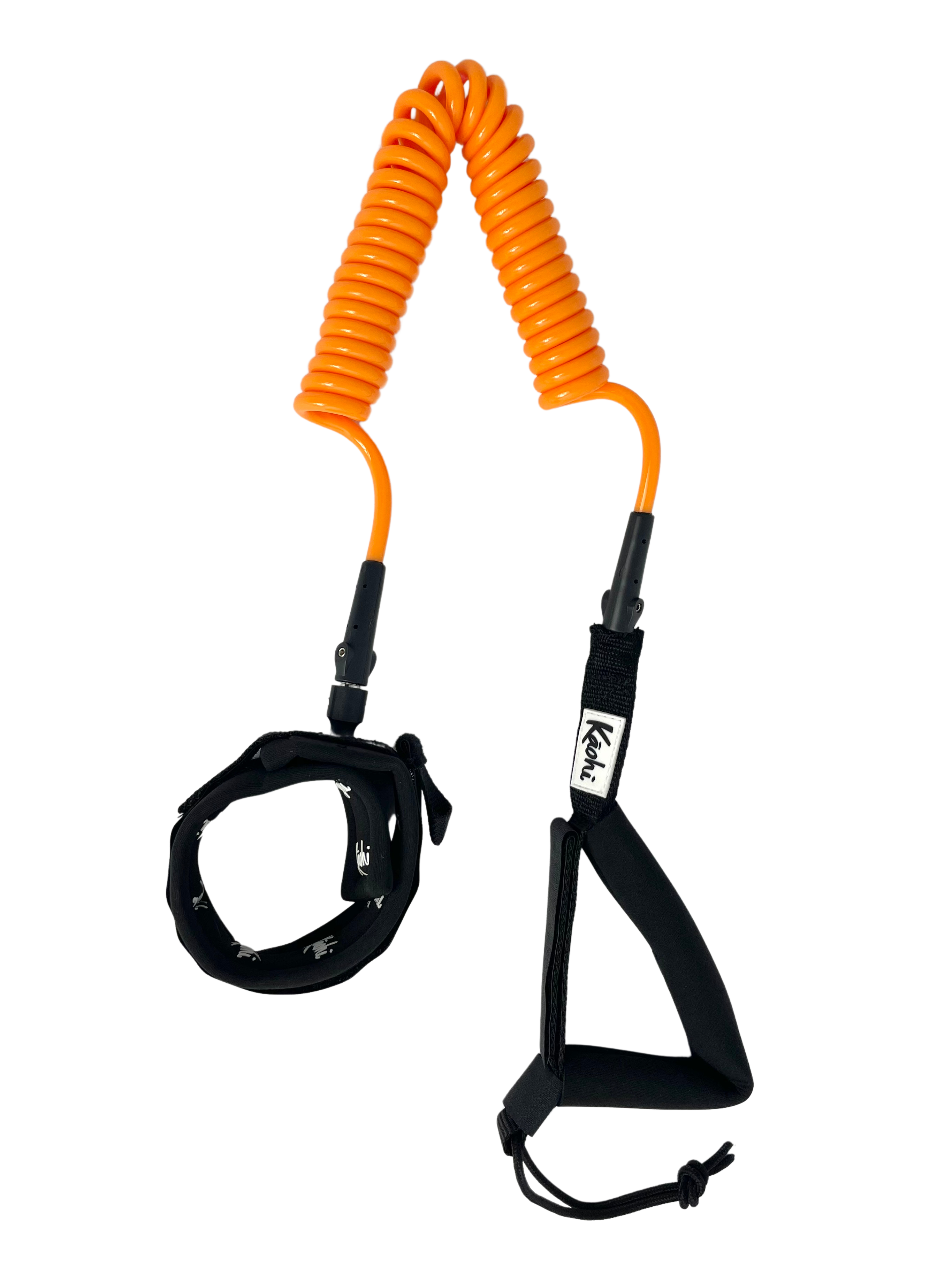 coil surfing leash for SUP Foil board Surfboard with GRIP rail saver handle ankle cuff calf cuff Orange