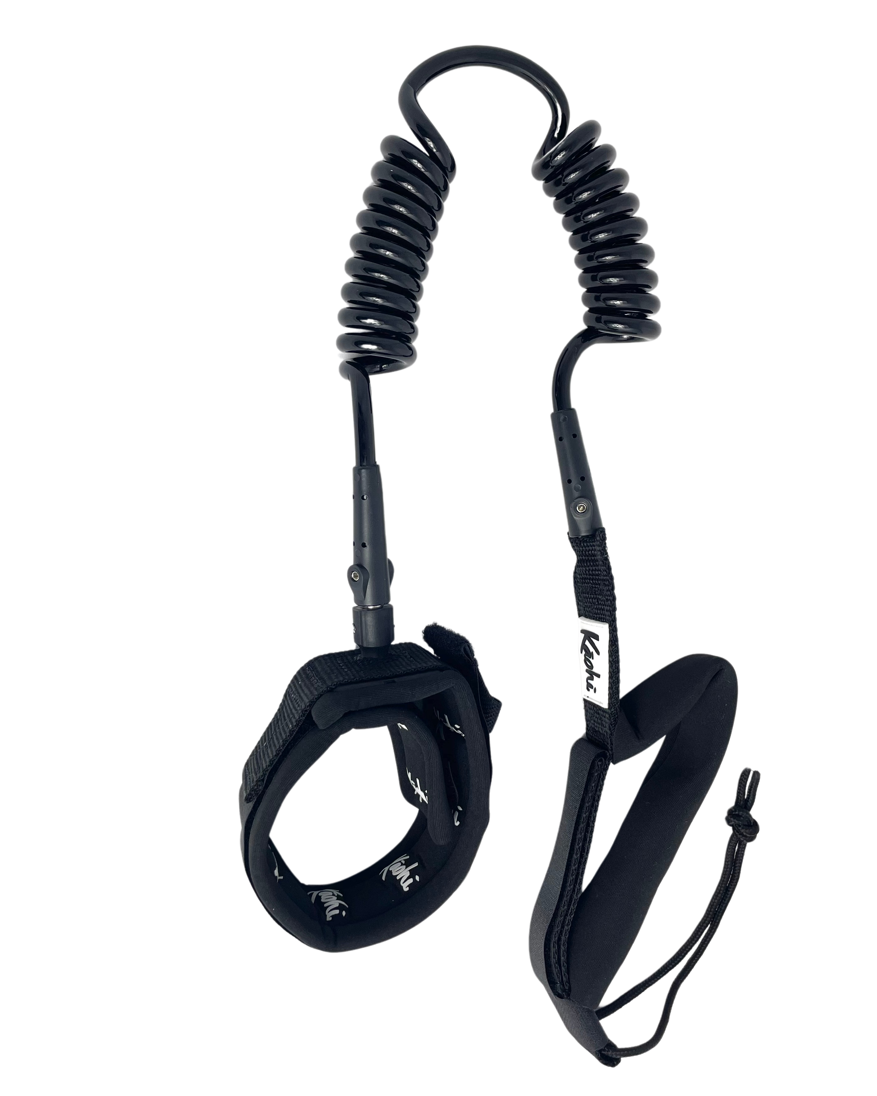 sup wing wing foil leash double coil prone ankle calf cuff surfing hydro foil downwind Black