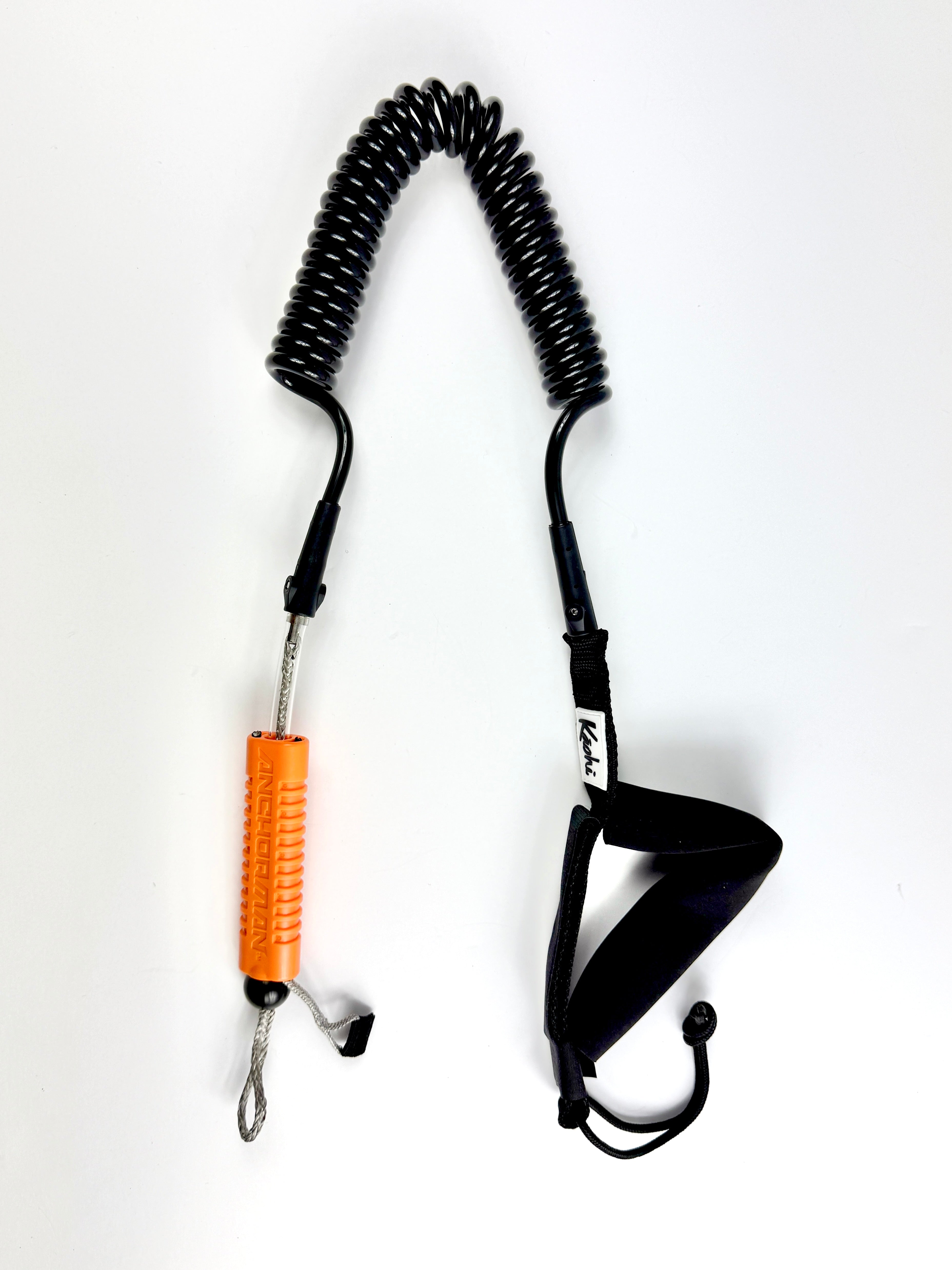 kaohi quick release leash combo for surf foil winging wing prone sup downwind downwinding down wind foiling surfing big waves safety leashes ocean foil assist foil drive efoil e foil surfing waist belt harness connection INVIZ coil cover double coil continuous coil straight