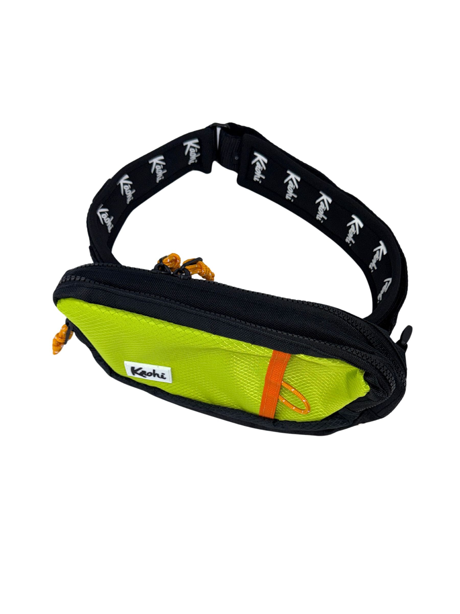 Downwind foiling pouch waist bag safety butt bag pack K-Pack Kaohi SUP foil hydrofoil foil assist down winding leash harness High viz travel bag Hawaiian Watersports
