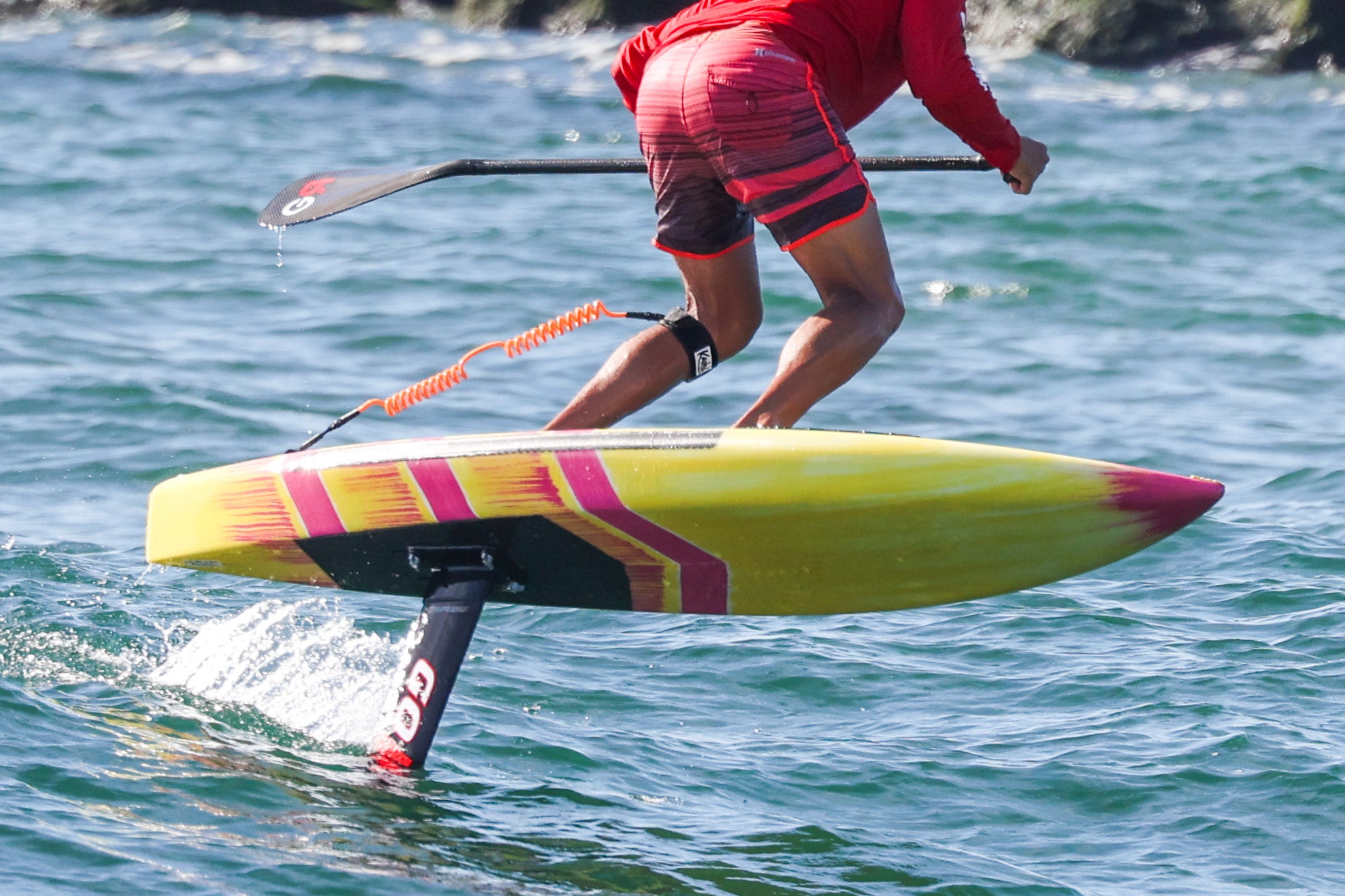 sup wing wing foil leash double coil prone ankle calf cuff surfing hydro foil downwind