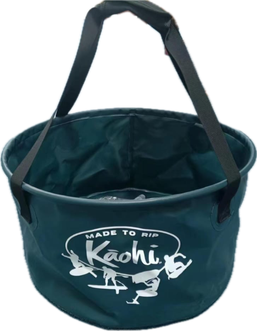 Kaohi deluxe changing bucket holds wetsuit, leash, booties, rash guard, towel, trunks, bikini, slippers, slippahs, ice, beer, sodas, 1 gallon water bottle, travel, Hawaii, California, Austrlalia, foil boarding, surfing, wing foil, downwind, sup surf,