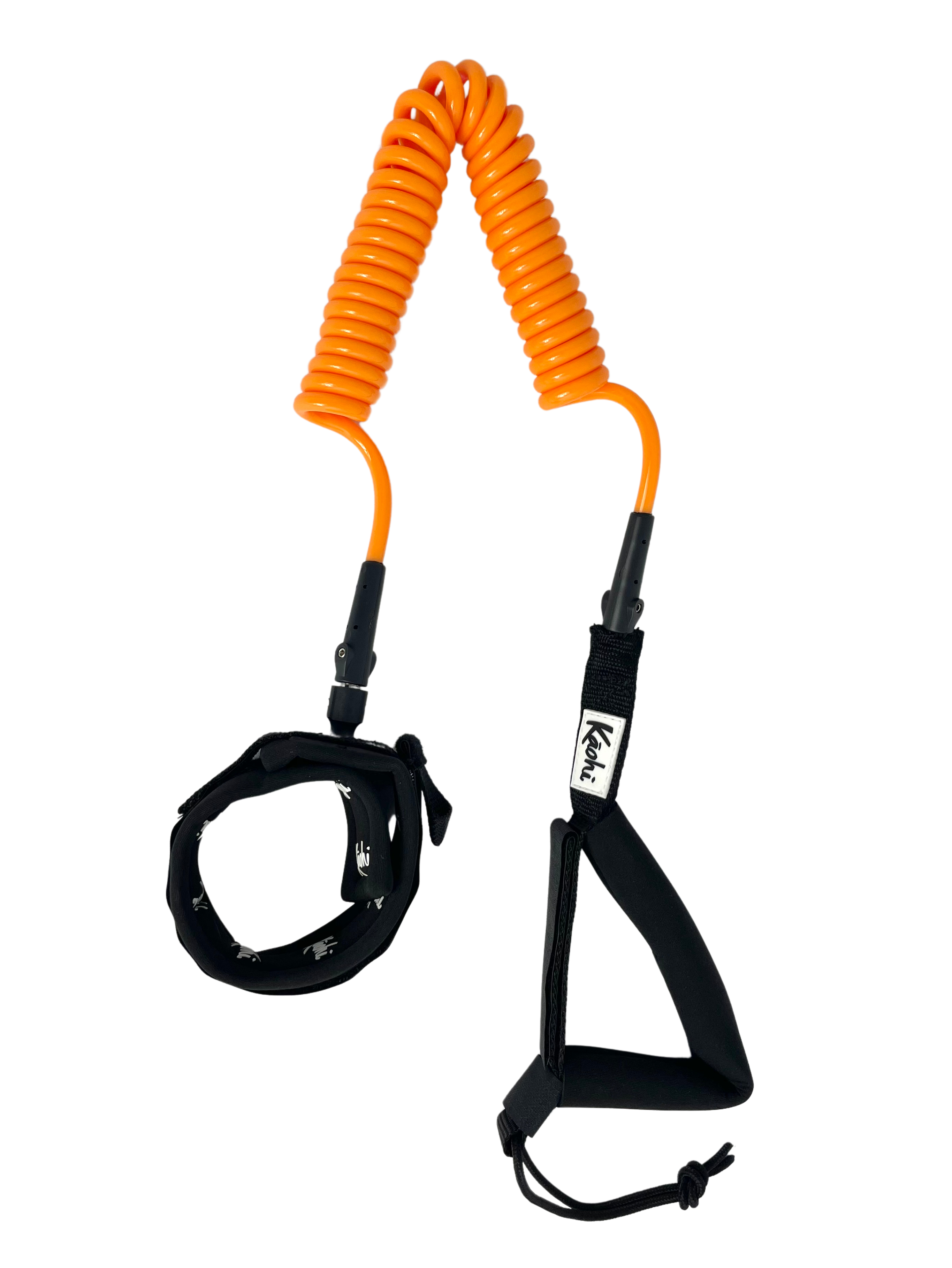 coil surfing leash for SUP , Foil board, Surfboard with GRIP rail saver handle ankle cuff calf cuff  Orange
