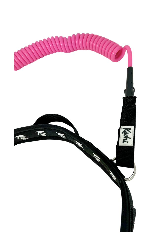 Kāohi Combo: Continuous Coil 8 mm Leash + Padded Black Belt™