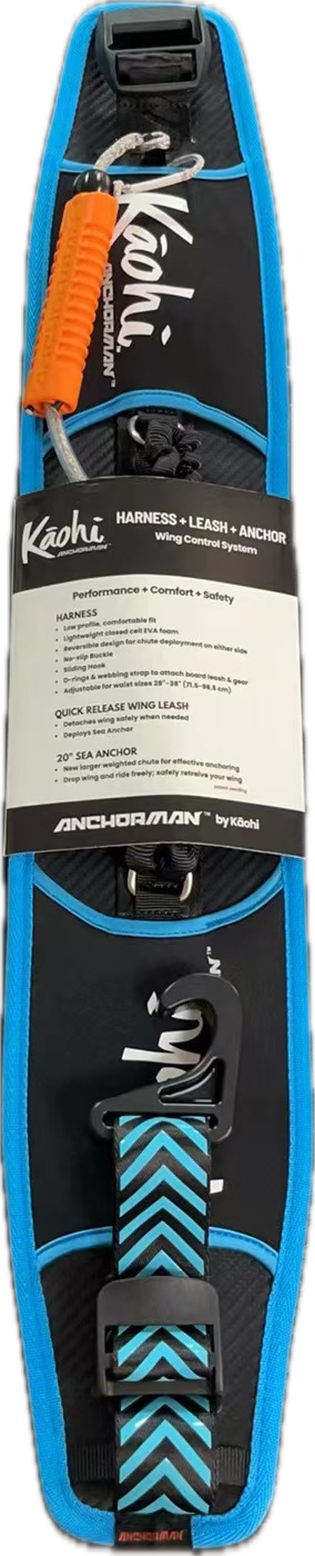 Anchorman by Kaohi wing foil harness quick release leash foiling downwinding down wind SUP ocean safety paddle board hook foilboard foiling BRM kite parawing maliko Kaa Maui accessories