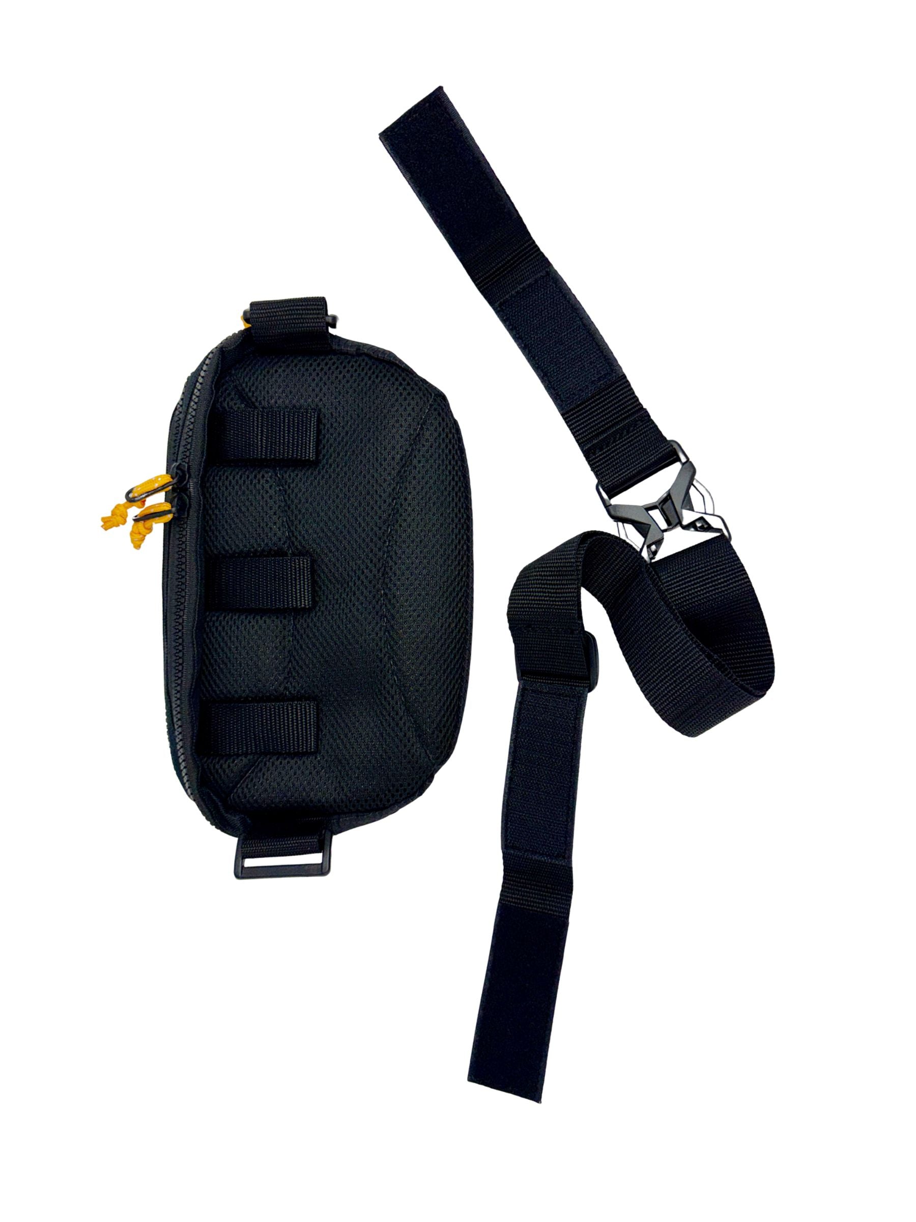 Downwind foiling pouch waist bag safety butt bag pack K-Pack Kaohi SUP foil hydrofoil foil assist down winding leash harness High viz travel bag Hawaiian Watersports