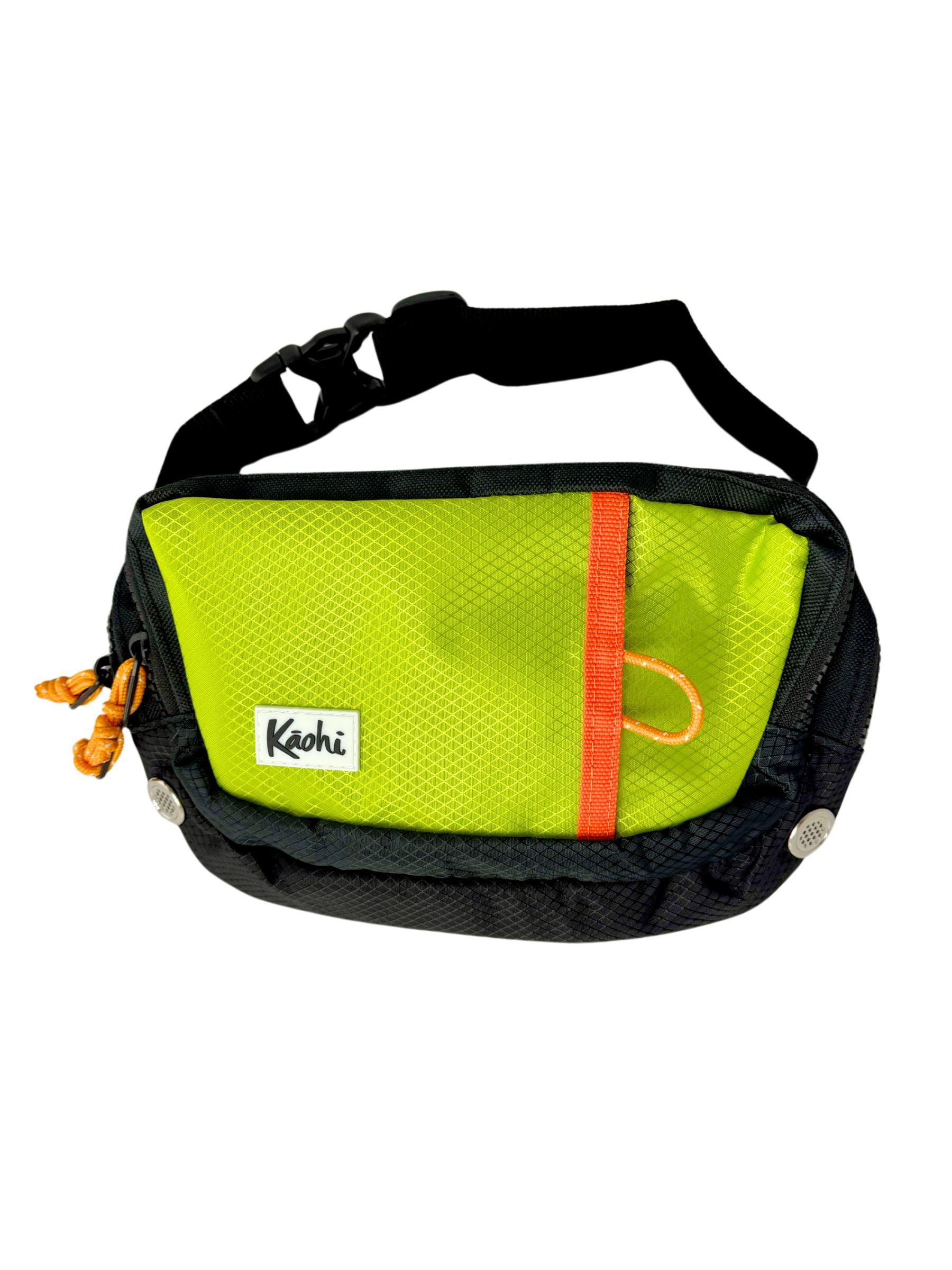 Downwind foiling pouch waist bag safety butt bag pack K-Pack Kaohi SUP foil hydrofoil foil assist down winding leash harness High viz travel bag Hawaiian Watersports